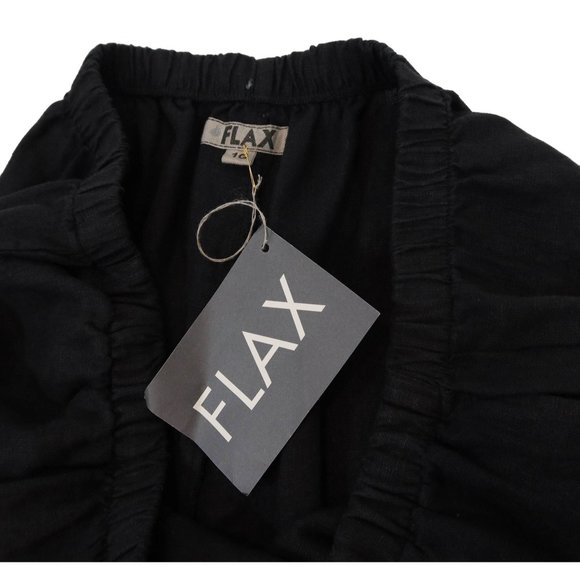 FLAX Size 1G 1X Black 100% Linen Floods Cropped Wide Leg Pants NWT - Picture 3 of 4